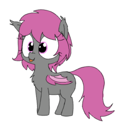 Size: 358x364 | Tagged: safe, artist:wafflecakes, oc, oc only, oc:fruitful melody, bat pony, pony, :p, female, mare, silly, simple background, solo, tongue out, transparent background
