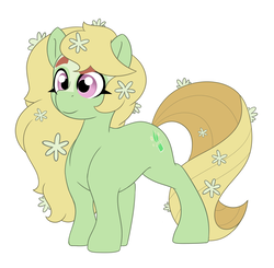 Size: 2804x2753 | Tagged: safe, artist:marukouhai, oc, oc only, oc:daisy, earth pony, pony, female, flower, flower in hair, high res, mare, offspring, parent:tree hugger, parent:zephyr breeze, parents:zephyrhugger, simple background, solo, white background