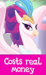 Size: 258x416 | Tagged: safe, gameloft, queen novo, classical hippogriff, hippogriff, g4, my little pony: the movie, costs real money, meme, wow! glimmer