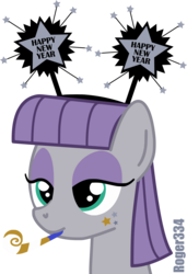 Size: 2574x3767 | Tagged: safe, artist:roger334, maud pie, earth pony, pony, g4, 2018, deely bobbers, female, happy new year 2018, high res, maudabetes, new year, simple background, solo, transparent background