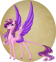 Size: 2163x2400 | Tagged: safe, artist:australian-senior, princess cadance, alicorn, pony, kirindos, g4, alternate universe, colored hooves, colored wings, colored wingtips, cute, cutedance, female, high res, leonine tail, simple background, solo