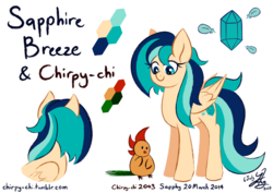 Size: 4960x3507 | Tagged: safe, artist:chirpy-chi, oc, oc only, oc:sapphire breeze, chicken, reference sheet