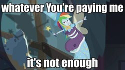 Size: 1272x716 | Tagged: safe, edit, edited screencap, screencap, rainbow dash, equestria girls, equestria girls series, g4, opening night, clothes, costume, fairy bootmother, image macro, majestic as fuck, meme, rainbow dash always dresses in style, school play