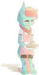 Size: 2344x4456 | Tagged: safe, artist:wintersnowy, oc, oc only, earth pony, anthro, unguligrade anthro, cake, food, simple background, solo, transparent background