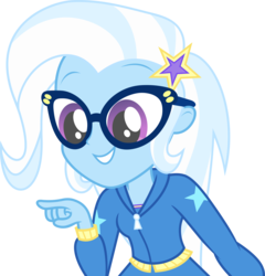 Size: 7000x7288 | Tagged: safe, artist:luckreza8, trixie, best trends forever, equestria girls, equestria girls series, g4, absurd resolution, adorkable, best trends forever: twilight sparkle, choose twilight sparkle, clothes, cute, diatrixes, dork, female, glasses, grin, hoodie, meganekko, pointing, simple background, smiling, solo, the great and nerdy trixie, transparent background, vector