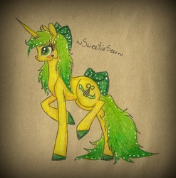 Size: 1822x1843 | Tagged: safe, artist:vetallie, oc, oc only, oc:sweetie sew, pony, unicorn, solo, traditional art