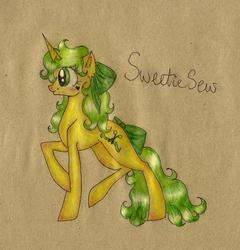 Size: 2203x2299 | Tagged: safe, artist:vetallie, oc, oc only, oc:sweetie sew, pony, unicorn, high res, solo, traditional art