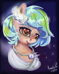 Size: 3421x4274 | Tagged: safe, artist:drafthoof, oc, oc only, oc:earth-chan, earth pony, pony, bust, earth, planet, ponified, solo, sputnik