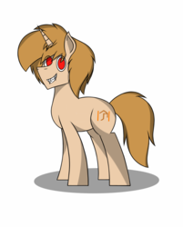 Size: 1579x1963 | Tagged: safe, artist:nguyendeliriam, oc, oc only, oc:sandquake, pony, unicorn, evil grin, grin, looking at you, sharp teeth, smiling, standing, teeth
