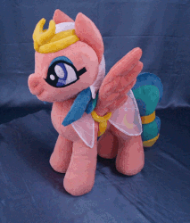 Size: 703x826 | Tagged: safe, artist:adamar44, somnambula, pegasus, pony, g4, animated, female, irl, mare, perfect loop, photo, plushie, rotating, smiling, solo, spinning, spread wings, stop motion, wings