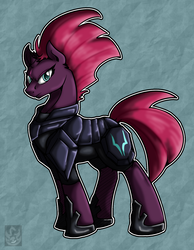 Size: 1540x1980 | Tagged: safe, artist:stormblaze-pegasus, tempest shadow, pony, unicorn, g4, my little pony: the movie, armor, broken horn, female, horn, looking at you, mare, solo