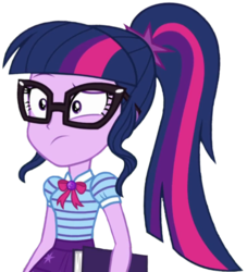 Size: 564x622 | Tagged: safe, artist:thebarsection, sci-twi, twilight sparkle, equestria girls, g4, my little pony equestria girls: better together, book, bowtie, clothes, female, geode of telekinesis, glasses, not a vector, ponytail, shocked, simple background, skirt, solo, transparent background
