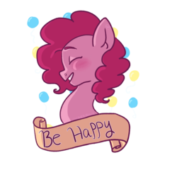Size: 900x900 | Tagged: safe, artist:thebirbdraws, pinkie pie, earth pony, pony, g4, balloon, female, old banner, positive message, positive ponies, simple background, smiling, solo, transparent background