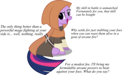 Size: 2000x1238 | Tagged: safe, twilight sparkle, pony, g4, clothes, cute, female, hoodie, looking at you, mage, mercenary, raised eyebrow, reference, robe, simple background, sitting, skyrim, solo, text, the elder scrolls, transparent background, twiabetes, vector, wizard