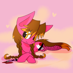 Size: 1861x1861 | Tagged: safe, artist:lixthefork, oc, oc only, oc:lix, pony, blood, box cutter, heart, solo