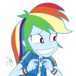 Size: 2048x2048 | Tagged: safe, artist:ilaria122, rainbow dash, constructive criticism, constructive criticism: rainbow dash, equestria girls, g4, my little pony equestria girls: better together, clothes, faic, female, geode of super speed, high res, magical geodes, not a vector, rainbow dash is best facemaker, signature, simple background, solo, transparent background