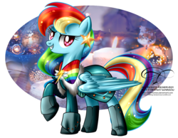Size: 1292x1004 | Tagged: safe, artist:tiffanymarsou, rainbow dash, pegasus, pony, g4, alternate hairstyle, clothes, cute, dashabetes, female, grin, looking at you, raised hoof, simple background, smiling, solo, transparent background