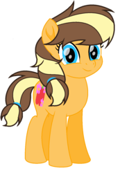 Size: 840x1216 | Tagged: safe, artist:rainbows-skies, oc, oc only, oc:apple flower, earth pony, pony, g4, female, mare, movie accurate, offspring, parent:applejack, parent:caramel, parents:carajack, simple background, solo, transparent background