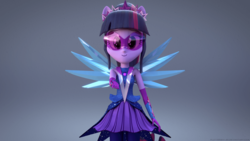 Size: 3840x2160 | Tagged: safe, artist:efk-san, sci-twi, twilight sparkle, equestria girls, g4, 3d, clothes, crystal guardian, crystal wings, female, gloves, high res, looking at you, ponied up, reaching, solo, take my hand, visor