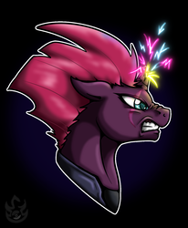 Size: 1094x1327 | Tagged: safe, artist:stormblaze-pegasus, tempest shadow, pony, unicorn, g4, my little pony: the movie, angry, broken horn, bust, female, horn, mare, portrait, profile, solo
