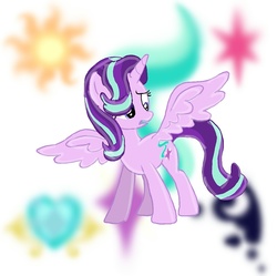 Size: 1024x1020 | Tagged: safe, artist:twilightsparkle537, starlight glimmer, alicorn, pony, g4, alicornified, cutie mark background, female, race swap, solo, starlicorn