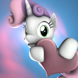 Size: 889x889 | Tagged: safe, artist:die-rekt-hit, sweetie belle, pony, g4, 3d, cute, diasweetes, female, heart, solo, source filmmaker