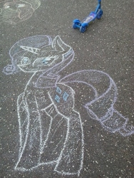 Size: 1536x2048 | Tagged: safe, artist:lixthefork, rarity, pony, g4, chalk drawing, female, photo, solo, traditional art