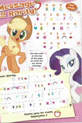 Size: 782x1169 | Tagged: safe, applejack, rarity, g4, official, code, cryptogram, magazine scan, scan