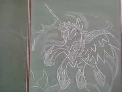 Size: 2048x1536 | Tagged: safe, artist:lixthefork, daybreaker, pony, g4, chalk drawing, female, photo, solo, traditional art