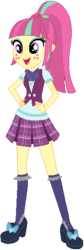 Size: 193x576 | Tagged: safe, artist:ra1nb0wk1tty, sour sweet, equestria girls, g4, clothes, crystal prep academy uniform, cute, female, hand on hip, school uniform, shoes, simple background, skirt, socks, solo, sourbetes, transparent background