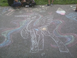 Size: 2048x1536 | Tagged: safe, artist:lixthefork, princess celestia, pony, g4, chalk drawing, female, photo, solo, traditional art