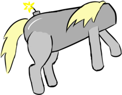 Size: 784x610 | Tagged: safe, artist:gexon_pane, derpibooru exclusive, oc, oc only, unnamed oc, original species, pony, cannon, cannon pony, joke, not salmon, simple background, solo, transparent background, wat