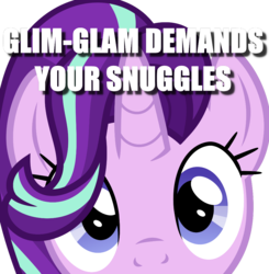 Size: 1024x1046 | Tagged: safe, starlight glimmer, pony, unicorn, g4, bronybait, cute, female, glim glam, glimglam, glimmerbetes, image macro, imma snuggle you, looking at you, mare, meme, simple background, talking to viewer, transparent background