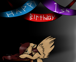 Size: 1024x836 | Tagged: safe, artist:lunicangel, oc, oc only, oc:j, pony, birthday, crying, lonely, sad, solo