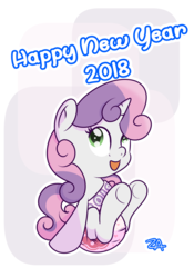 Size: 1280x1829 | Tagged: safe, artist:zalakir, sweetie belle, pony, g4, 2018, cute, diaper, diasweetes, female, new year, non-baby in diaper, solo