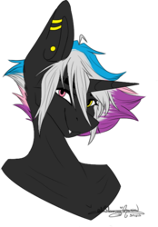 Size: 459x658 | Tagged: safe, artist:ohflaming-rainbow, oc, oc only, oc:flaming rainbow, anthro, bust, heterochromia, male, portrait, rule 63, simple background, solo, stallion, transparent background