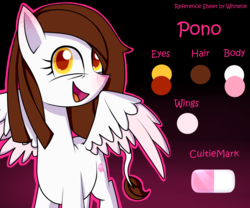 Size: 1200x1000 | Tagged: safe, artist:whitelie, oc, oc only, oc:pono, pegasus, pony, commission, looking at you, open mouth, pegasus oc, reference sheet, simple background, smiling, solo, spread wings, wings