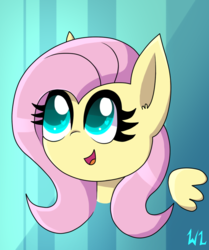 Size: 720x860 | Tagged: safe, artist:whitelie, fluttershy, pony, g4, bust, chibi, female, floating wings, portrait, solo