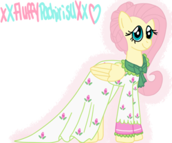 Size: 1024x853 | Tagged: safe, artist:xxfluffypachirisuxx, flutterholly, fluttershy, pony, a hearth's warming tail, g4, clothes, dress, female, simple background, solo, transparent background