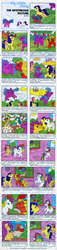 Size: 633x2780 | Tagged: safe, applejack (g1), confetti (g1), firefly, lemon drop, majesty, peachy, pony, comic:my little pony (g1), g1, official, comic, dame nature, dark magic, female, magic, mare, painting, picture, picture-in-picture, silly, silly pony, the mysterious picture, this will end in tears, who's a silly pony