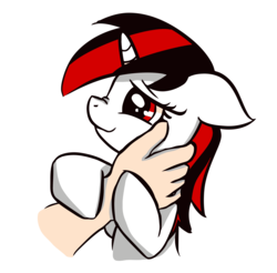 Size: 3335x3276 | Tagged: safe, artist:ophdesigner, artist:skittle_cuddler, edit, oc, oc only, oc:blackjack, human, fallout equestria, fallout equestria: project horizons, cute, disembodied hand, hand, high res, offscreen character, simple background, smiling, solo focus, transparent background