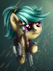 Size: 1600x2133 | Tagged: safe, artist:helmie-art, oc, oc only, oc:flower skies, pony, armor, female, mare, solo, sword, weapon