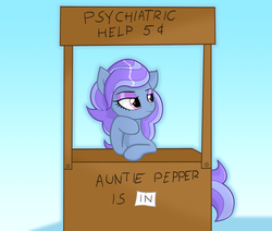 Size: 1370x1163 | Tagged: safe, artist:wonkysole, oc, oc only, oc:peppermint crunch, pegasus, pony, female, mare, psychiatrist, solo