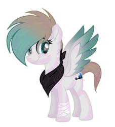 Size: 929x1025 | Tagged: safe, artist:marielle5breda, oc, oc only, oc:marielle, pegasus, pony, bandage, movie accurate, neckerchief, simple background, solo, white background