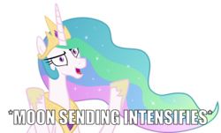 Size: 1788x1080 | Tagged: safe, artist:etherium-apex, princess celestia, alicorn, pony, g4, female, image macro, mare, meme, simple background, solo, to the moon, transparent background, vector, x intensifies