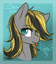 Size: 895x1024 | Tagged: safe, artist:cloud-fly, oc, oc only, oc:wass, pony, bust, female, mare, portrait, solo, tongue out