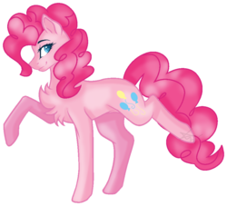 Size: 870x790 | Tagged: safe, artist:chocolateart334, pinkie pie, earth pony, pony, g4, chest fluff, female, mare, raised hoof, raised leg, simple background, solo, transparent background