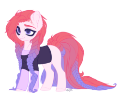 Size: 1800x1500 | Tagged: safe, artist:shenki, oc, oc only, earth pony, pony, blank flank, braid, clothes, eyebrows, eyeliner, female, long mane, long tail, makeup, mare, simple background, smiling, solo, transparent background