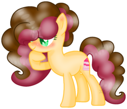 Size: 1024x878 | Tagged: safe, artist:chocolateart334, oc, oc only, earth pony, pony, female, mare, offspring, parent:cheese sandwich, parent:pinkie pie, parents:cheesepie, simple background, solo, transparent background
