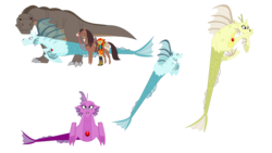 Size: 3840x2160 | Tagged: safe, artist:jongoji245, adagio dazzle, aria blaze, lonestar, sonata dusk, sunset shimmer, dinosaur, horse, human, siren, tyrannosaurus rex, equestria girls, g4, high res, simple background, size comparison, the dazzlings, transparent background